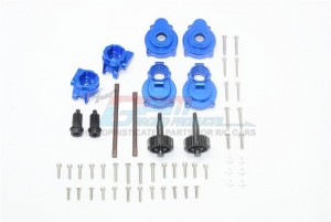 GPM TRX4H100R ALUMINUM REAR GEAR BOX MOUNTS KNUCKLE ARMS SPINDLE GEAR REAR AXLE SHAFT 1/10 RC TRAXXAS TRX-4 - BLUE - TRX4H100R-B