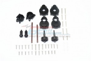 GPM TRX4H100R ALUMINUM REAR GEAR BOX MOUNTS KNUCKLE ARMS SPINDLE GEAR REAR AXLE SHAFT 1/10 RC TRAXXAS TRX-4 - BLACK - TRX4H100R-BK