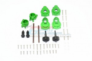 GPM TRX4H100R ALUMINUM REAR GEAR BOX MOUNTS KNUCKLE ARMS SPINDLE GEAR REAR AXLE SHAFT 1/10 RC TRAXXAS TRX-4 - GREEN - TRX4H100R-G