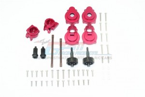 GPM TRX4H100R ALUMINUM REAR GEAR BOX MOUNTS KNUCKLE ARMS SPINDLE GEAR REAR AXLE SHAFT 1/10 RC TRAXXAS TRX-4 - RED - TRX4H100R-R