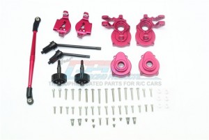 GPM TRX4H100F ALUMINUM FRONT C-HUBS KNUCKLE ARMS SPINDLE GEAR CVD STEERING LINK1/10 RC TRAXXAS TRX-4 - RED - TRX4H100F-R