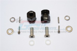ALUMINIUM WHEEL HEX ADAPTER (INNER 5MM, OUTER 12MM, THICKNESS 17MM) AXIAL RR10 BOMBER - RR010/1217-BK