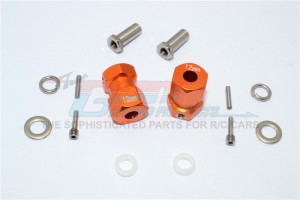 ALUMINIUM WHEEL HEX ADAPTER (INNER 5MM, OUTER 12MM, THICKNESS 19MM) AXIAL RR10 BOMBER - Orange - RR010/1219-OR