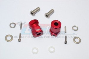 ALUMINIUM WHEEL HEX ADAPTER (INNER 5MM, OUTER 12MM, THICKNESS 19MM) AXIAL RR10 BOMBER - Red - RR010/1219-R