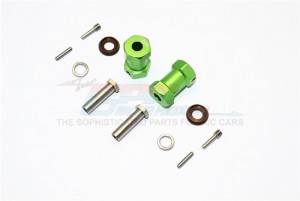 ALUMINIUM WHEEL HEX ADAPTERS 21MM WIDTH (USE FOR 4MM THREAD WHEEL SHAFT & 5MM HOLE WHEEL) AXIAL RR10 BOMBER - Green - RR010/215-G