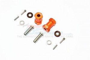 ALUMINIUM WHEEL HEX ADAPTERS 21MM WIDTH (USE FOR 4MM THREAD WHEEL SHAFT & 5MM HOLE WHEEL) AXIAL RR10 BOMBER - Orange - RR010/215-OR