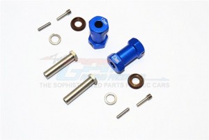 ALUMINIUM WHEEL HEX ADAPTERS 23MM WIDTH (USE FOR 4MM THREAD WHEEL SHAFT & 5MM HOLE WHEEL)  AXIAL RR10 BOMBER - Blue - RR010/235-B
