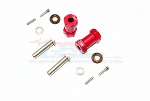 ALUMINIUM WHEEL HEX ADAPTERS 23MM WIDTH (USE FOR 4MM THREAD WHEEL SHAFT & 5MM HOLE WHEEL)  AXIAL RR10 BOMBER - Red - RR010/235-R