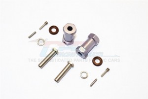ALUMINIUM WHEEL HEX ADAPTERS 25MM WIDTH (USE FOR 4MM THREAD WHEEL SHAFT & 5MM HOLE WHEEL) AXIAL RR10 BOMBER - Gun silver - RR010/255-GS