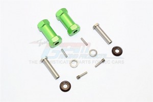 ALUMINIUM WHEEL HEX ADAPTERS 27MM WIDTH (USE FOR 4MM THREAD WHEEL SHAFT & 5MM HOLE WHEEL) AXIAL RR10 BOMBER - Green - RR010/275-G