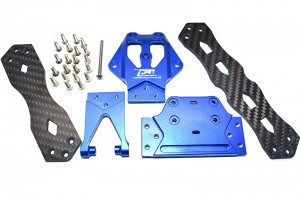 GPM GLU4014 CAROBN FIBER W/ ALUMINIUM UPPER DECK BATTERY MOUNT 1/10 4WD LASERNUT TENACITY ULTRA 4 ROCK TACER LOS03028 - BLUE - GLU4014-B