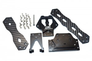 GPM GLU4014 CAROBN FIBER W/ ALUMINIUM UPPER DECK BATTERY MOUNT 1/10 4WD LASERNUT TENACITY ULTRA 4 ROCK TACER LOS03028 - GLU4014-BK