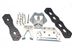 GPM GLU4014 CAROBN FIBER W/ ALUMINIUM UPPER DECK BATTERY MOUNT 1/10 4WD LASERNUT TENACITY ULTRA 4 ROCK TACER LOS03028 - GUN SILVER - GLU4014-GS