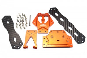 GPM GLU4014 CAROBN FIBER W/ ALUMINIUM UPPER DECK BATTERY MOUNT 1/10 4WD LASERNUT TENACITY ULTRA 4 ROCK TACER LOS03028 - ORANGE - GLU4014-OR