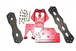 GPM GLU4014 CAROBN FIBER W/ ALUMINIUM UPPER DECK BATTERY MOUNT 1/10 4WD LASERNUT TENACITY ULTRA 4 ROCK TACER LOS03028 - RED - GLU4014-R