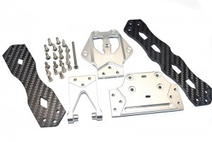 GPM GLU4014 CAROBN FIBER W/ ALUMINIUM UPPER DECK BATTERY MOUNT 1/10 4WD LASERNUT TENACITY ULTRA 4 ROCK TACER LOS03028 - SILVER - GLU4014-S