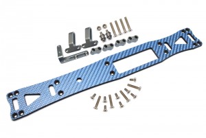GPM GTA8014B CARBON FIBER BLUE COLOR W/ ALUMINUM SUB CHASSIS TAMIYA 1/10 TA08 PRO CAR - GTA8014B-GS