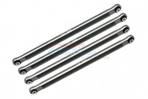 GPM LMT049F/R ALUMINUM FRONT/REAR UPPER & LOWER CHASSIS LINKS PARTS TREE TEAM LOSI 1/8 LMT 4WD SOLID AXLE MONSTER TRUCK LOS04022 - GUN SILVER - LMT049F/R-GS