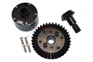 GPM MAG1200S CARBON STEEL RING GEAR 37T & PINION GEAR 13T WITH ALUMINUM DIFF CASE 1/10 GRANITE 4X4 AR102680 / 1/10 KRATON 4X4 ARA102690 / 1/10 VOR ... - MAG1200S-BK