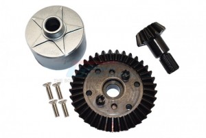 GPM MAG1200S CARBON STEEL RING GEAR 37T & PINION GEAR 13T WITH ALUMINUM DIFF CASE 1/10 GRANITE 4X4 AR102680 / 1/10 KRATON 4X4 ARA102690 / 1/10 VORTEKS  ARA4305V3T2 / 1/10 SENTON ARA4303V3 / 1/8 VENDETTA ARA4319V3 / 1/8 INFRACTION 4X4 ARA4215V3 - GUN SILVER - MAG1200S-GS