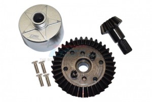 GPM MAG1200S CARBON STEEL RING GEAR 37T & PINION GEAR 13T WITH ALUMINUM DIFF CASE 1/10 GRANITE 4X4 AR102680 / 1/10 KRATON 4X4 ARA102690 / 1/10 VORTEKS  ARA4305V3T2 / 1/10 SENTON ARA4303V3 / 1/8 VENDETTA ARA4319V3 / 1/8 INFRACTION 4X4 ARA4215V3 - SILVER - MAG1200S-S