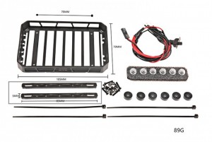GPM SCX24ZSP1-BK METAL ROOF LUGGAGE RACK W/ LED Light AXIAL 1/24 RC SCX-24 CRAWLER AXI90081 - SCX24ZSP1-BK