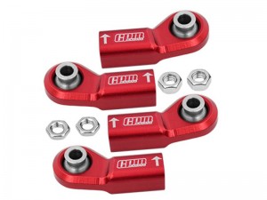 GPM SCX6161/BE ALUMINUMBALL ENDS FOR ORIGINAL FRONT STEERING TIE ROD AXIAL RC 1/6 4WD SCX6 JEEP JLU WRANGLER AXI05000 - RED - SCX6161/BE-R