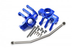 GPM RBX021N ALUMINUM FRONT KNUCKLE ARM WITH STEERING ROD AXIAL 1/10 4WD RBX10 RYFT BRUSHLESS ROCK BOUNCER TRUCK AXI03005 - BLUE - RBX021N-B
