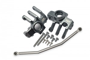 GPM RBX021N ALUMINUM FRONT KNUCKLE ARM WITH STEERING ROD AXIAL 1/10 4WD RBX10 RYFT BRUSHLESS ROCK BOUNCER TRUCK AXI03005 - GUN SILVER - RBX021N-GS