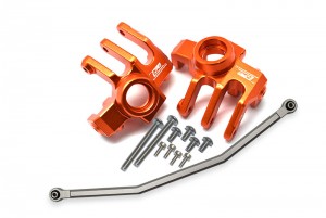 GPM RBX021N ALUMINUM FRONT KNUCKLE ARM WITH STEERING ROD AXIAL 1/10 4WD RBX10 RYFT BRUSHLESS ROCK BOUNCER TRUCK AXI03005 - ORANGE - RBX021N-OR