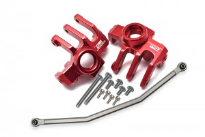 GPM RBX021N ALUMINUM FRONT KNUCKLE ARM WITH STEERING ROD AXIAL 1/10 4WD RBX10 RYFT BRUSHLESS ROCK BOUNCER TRUCK AXI03005 - RED - RBX021N-R
