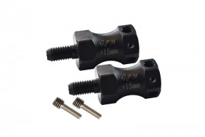 GPM RK010F/R+15M-BK HARDEN STEEL #45 FRONT/REAR EXTENDED WHEEL HEX +15mm TEAM LOSI 1/10 4WD ROCK REY / BAJA REY / HAMMER REY U4 - RK010F/R+15M-BK