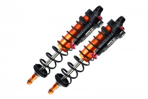 GPM SLE143R/L ALUMINUM 6061-T6 REAR L-SHAPE PIGGY BACK ADJUSTABLE SPRING DAMPERS 143mm TRAXXAS 1/8 4WD SLEDGE MONSTER 95076-4 - ORANGE - SLE143R/L-OR-BK
