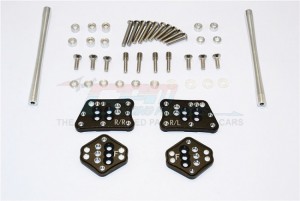 ALUMINIUM FRONT & REAR ADJUSTABLE MOUNT FOR ORIGINAL SHOCK TOWER  -  AXIAL SCX10 II - Black - SCX2029FRO-BK