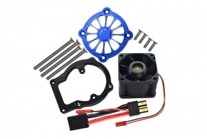 GPM SLE018FAN ALUMINUM 6061-T6 MOTOR HEATSINK WITH COOLING FAN TRAXXAS 1/8 4WD SLEDGE MONSTER TRUCK 95076-4 - BLUE - SLE018FAN-B