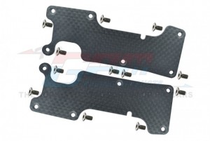 GPM GSLE05556A CARBON FIBRE DUST-PROOF PROTECTION PLATE FOR FRONT / REAR SUSPENSION ARM 1/8 TRAXXAS SLEDGE MONSTER 95076-4 - GSLE056A-BK