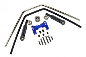 GPM SLE312F/R ALUMINUM FRONT / REAR SWAY BAR MOUNT WITH LINKAGE AND WIRE 1/8 TRAXXAS SLEDGE MONSTER 95076-4 - BLUE - SLE312F/R-B