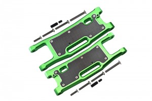 GPM SLE056N ALUMINIUM 6061-T6 REAR LOWER ARMS CARBON FIBRE DUST-PROOF PROTECTION PLATE TRAXXAS 1/8 4WD SLEDGE MONSTER TRUCK 95076-4 - GREEN - SLE056N-G