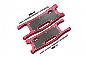 GPM SLE056N ALUMINIUM 6061-T6 REAR LOWER ARMS CARBON FIBRE DUST-PROOF PROTECTION PLATE TRAXXAS 1/8 4WD SLEDGE MONSTER TRUCK 95076-4 - RED - SLE056N-R