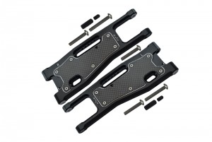 GPM SLE055N ALUMINIUM 6061-T6 FRONT LOWER ARMS CARBON FIBRE DUST-PROOF PROTECTION PLATE 1/8 TRAXXAS 4WD SLEDGE MONSTER TRUCK 95076-4 - BLACK - SLE055N-BK