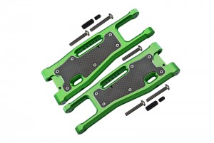 GPM SLE055N ALUMINIUM 6061-T6 FRONT LOWER ARMS CARBON FIBRE DUST-PROOF PROTECTION PLATE 1/8 TRAXXAS 4WD SLEDGE MONSTER TRUCK 95076-4 - GREEN - SLE055N-G
