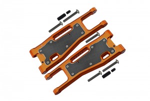 GPM SLE055N ALUMINIUM 6061-T6 FRONT LOWER ARMS CARBON FIBRE DUST-PROOF PROTECTION PLATE 1/8 TRAXXAS 4WD SLEDGE MONSTER TRUCK 95076-4 - ORANGE - SLE055N-OR