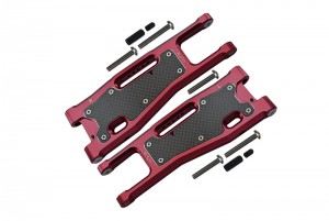 GPM SLE055N ALUMINIUM 6061-T6 FRONT LOWER ARMS CARBON FIBRE DUST-PROOF PROTECTION PLATE 1/8 TRAXXAS 4WD SLEDGE MONSTER TRUCK 95076-4 - RED - SLE055N-R