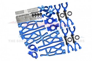 GPM TXM100A ALUMINUM FRONT & REAR UPPER LOWER ARMS FRONT C HUBS FRONT & REAR OVERSIZED KNUCKLE ARMS SET TRAXXAS RC 1/5 4WD X-MAXX 6S 8S MONSTER TRUCK - BLUE - TXM100A-B