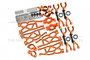 GPM TXM100A ALUMINUM FRONT & REAR UPPER LOWER ARMS FRONT C HUBS FRONT & REAR OVERSIZED KNUCKLE ARMS SET TRAXXAS RC 1/5 4WD X-MAXX 6S 8S MONSTER TRUCK - ORANGE - TXM100A-OR