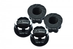 GPM SLE005A ALUMINUM 7075-T6 WHEEL LOCK TRAXXAS 1/8 4WD SLEDGE MONSTER TRUCK / E-REVO / MAXX - SLE005A-BK