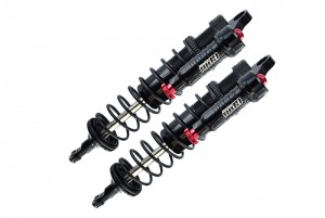 GPM SLE128F/LA ALUMINUM 6061-T6 FRONT L-SHAPE EMULATION PIGGY BACK (BUILT-IN PISTON SPRING) SPRING DAMPERS 128mm TRAXXAS-1/8 4WD SLEDGE MONSTER TRUCK 95076-4 - BLACK - SLE128F/LA-BK-BK