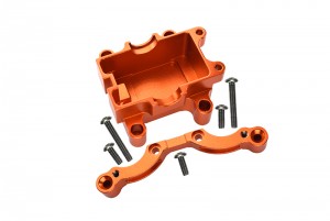 GPM TT028 ALLOY FRONT DAMPER PLATE W/ GEAR BOX For TAMIYA 1/10 TT01 RC CAR - ORANGE - TT028-OR