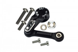 GPM SLE16025TN ALUMINUM 7075-T6 TIE ROD 25T SERVO HORN ( SILVER INLAY VERSION ) TRAXXAS-1/8 4WD SLEDGE MONSTER TRUCK 95076-4 - BLACK - SLE16025TN-BK