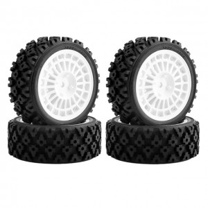 28mm Rubber Tire & ABS Rim Set For 1/10 TAMIYA XV-01 XV-02 Buggy Truck - XV01-T02